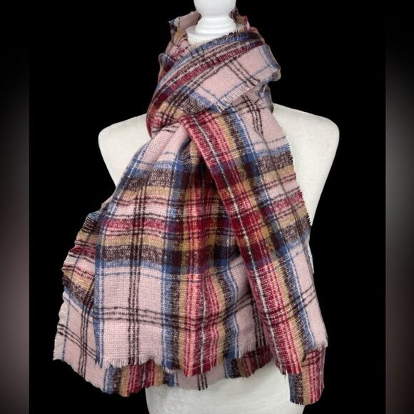 Old Navy Plaid Colorful warm soft large scarf - Picture 1 of 7